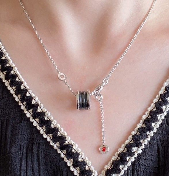 Little Red Man Black Ceramic Necklace