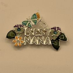 Vintage Enameled Best Nana Brooch