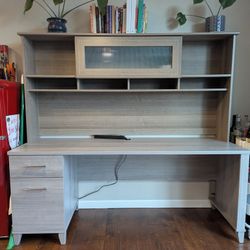 Light Grey Desk Or Coffee Hutch
