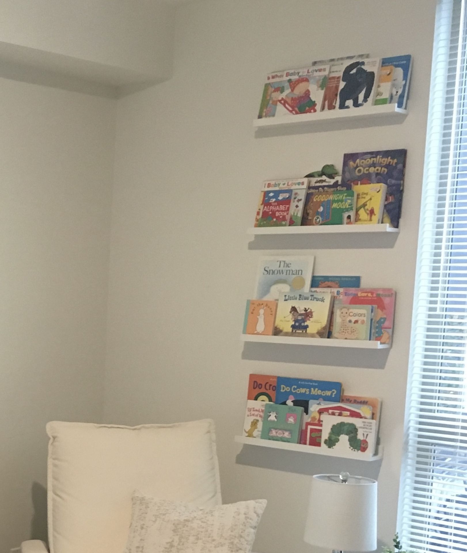 White Floating Bookshelves For Nursery