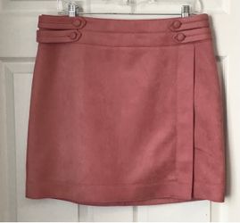 White House Black Market Dusty Rose/Pink Faux Suede Mini Wrap Skirt