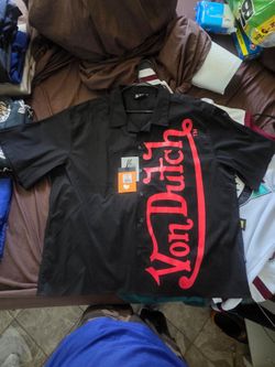Von Dutch Black Button-Up Short Sleeve Shirt