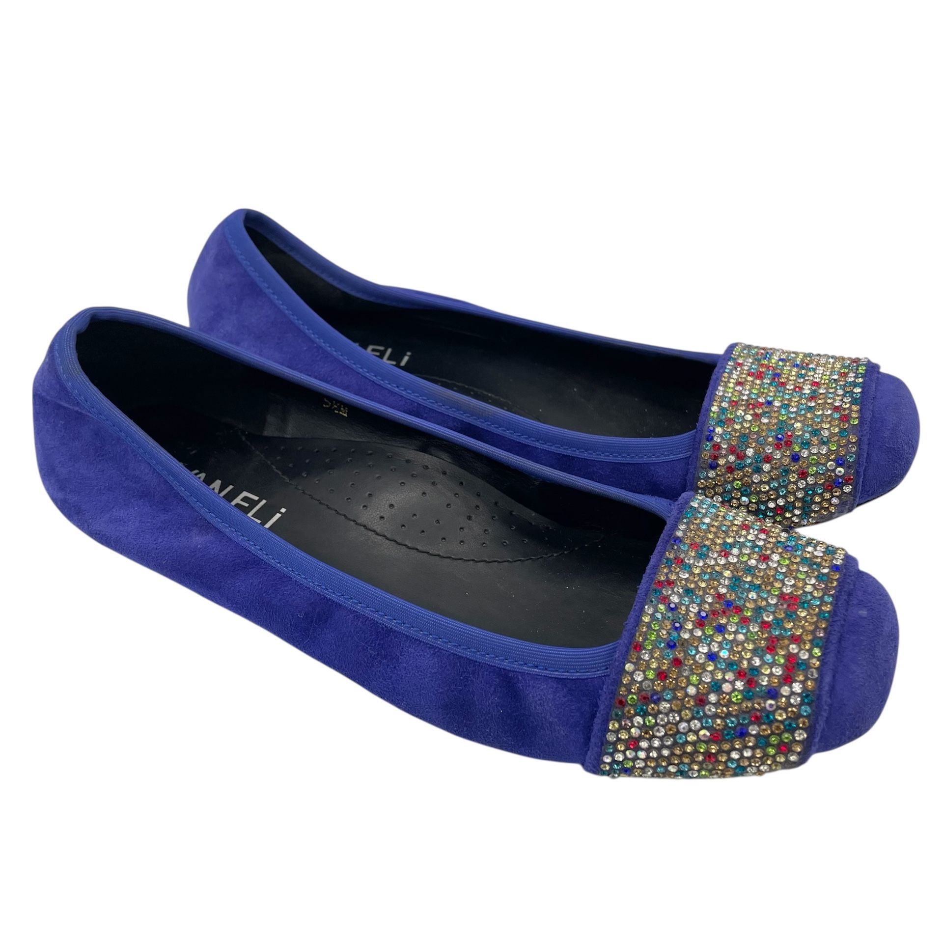 Vaneli Nabila blue suede with rhinestone detail women’s flats Size 5 1/2M
