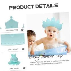 NEW! Child Shower Cap & Hair Scrub Brush Set (teal)