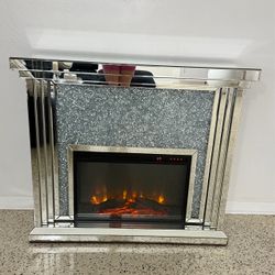 Chimenea eléctrica con espejo de diamante triturado