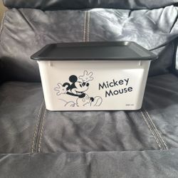 New Without Tags Disney Mickey Mouse Black White Plastic Storage Container Box