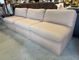 Modern Modular Armless Blush Pink 3-Seat Sofa