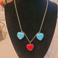 Vintage Heart Shaped Stone Necklace 