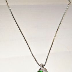 Rainbow Aurora Borealis Heart Necklace in 18K White Gold Plated Never Worn!
