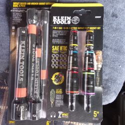 Klein 7 In 1 SAE And 6 In Metric Impact Flip Socket Set And 4 Piece Impact Driver And Socket Extension Set