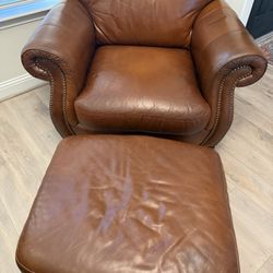 Leather chair and Ottoman - Athentic 
