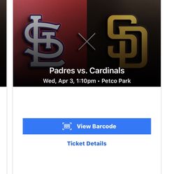 Cardinals Vs Padres April 3rd