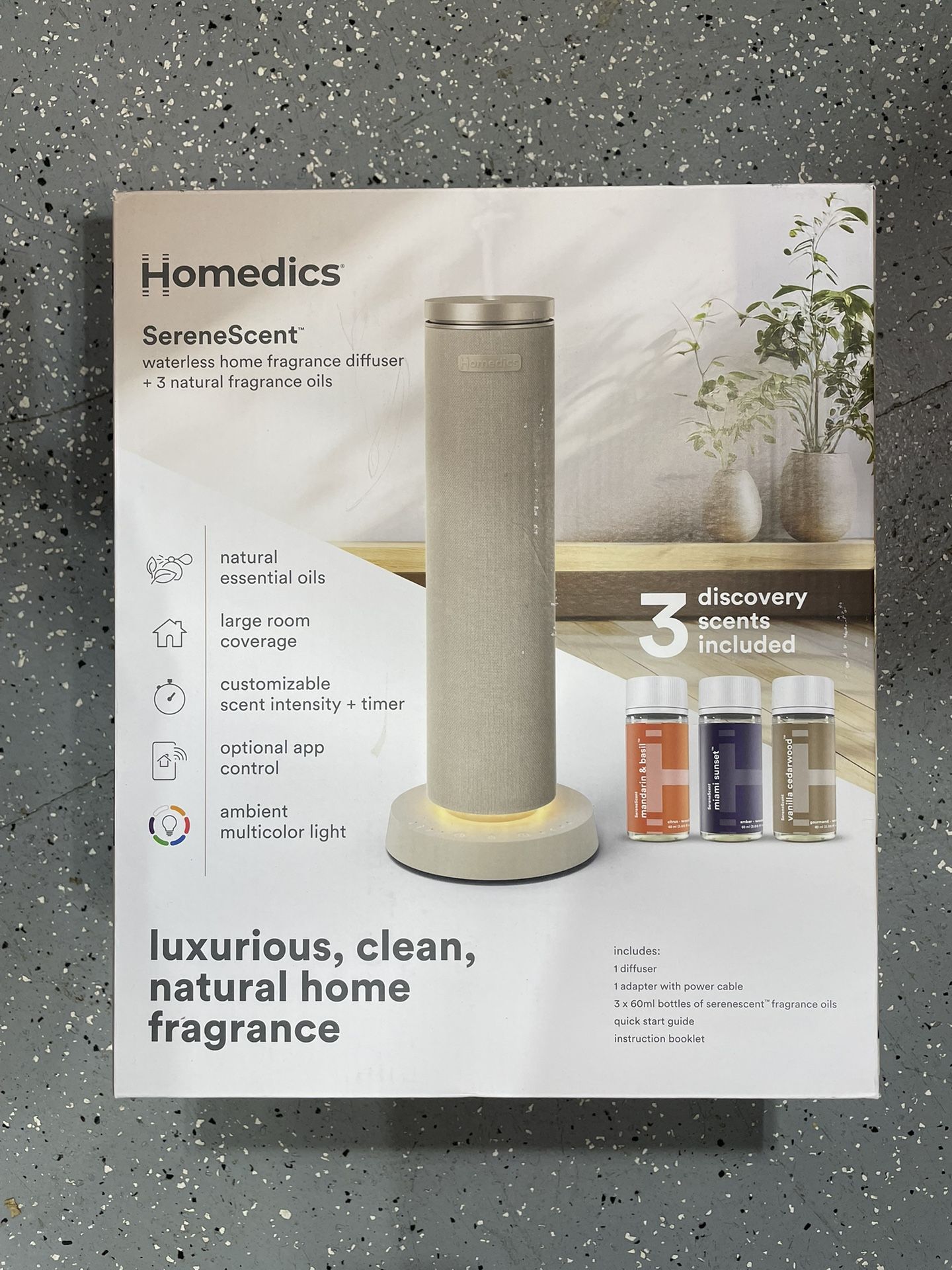 Homedics SereneScent Waterless Home Fragrance Diffuser +3 Fragrance Oils Air Freshener