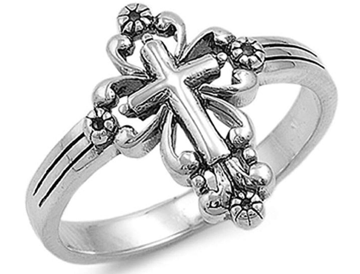 Sterling Silver Victorian Style Cross Ring