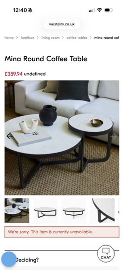 West Elm Mina Marble Nesting Coffee & Side Table Set (2 Pieces) - (Discontinue/Rare Find)