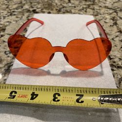 Fun Heart Shaped Glasses In Red Plastic, Has Nose Pad For Comfort 