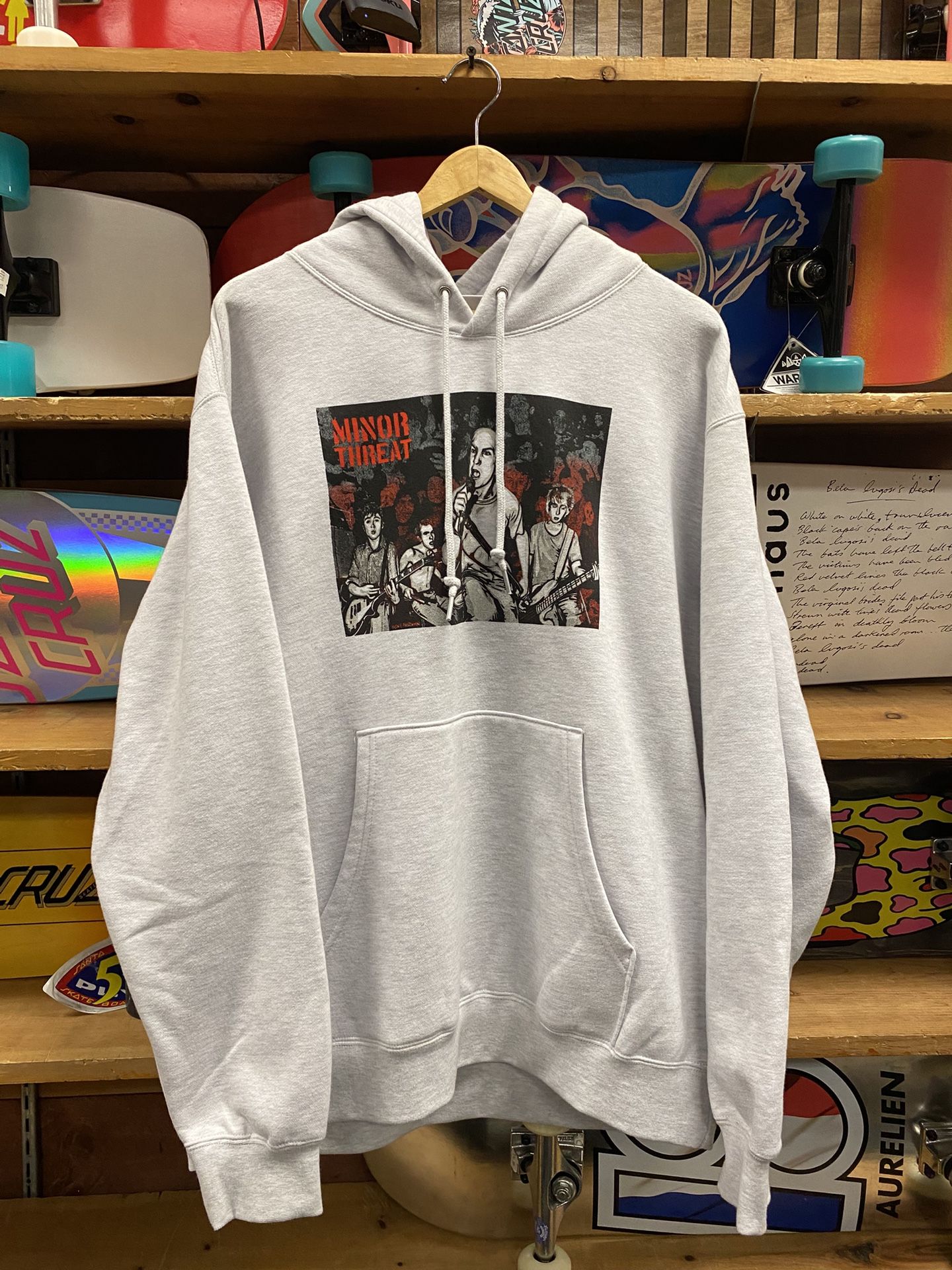 Minor Threat X OBEY Grey Hooded Sweatshirt LARGE