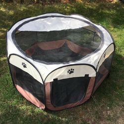 Large Soft Sided Octagon Folding Pet Dog Canvas Playpen
