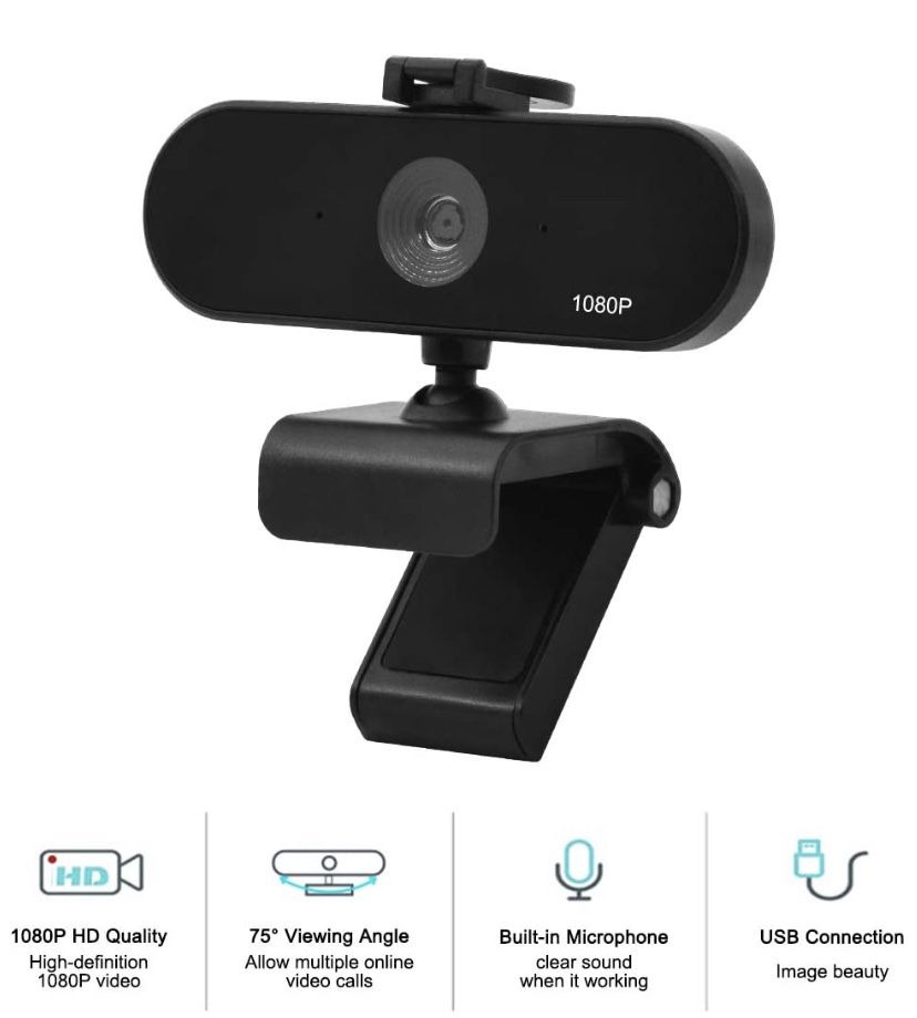 Seeings Guardnes 1080P FHD HD Webcam, USB Desktop Laptop Camera, Mini Plug and Play Video Calling Computer Camera, Built-in Mic, Flexible Rotatable Cl