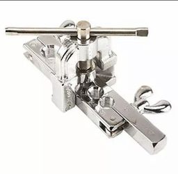 Flaring tool used to create a flared end on metal tubing, typically copper, aluminum, brass, or soft steel