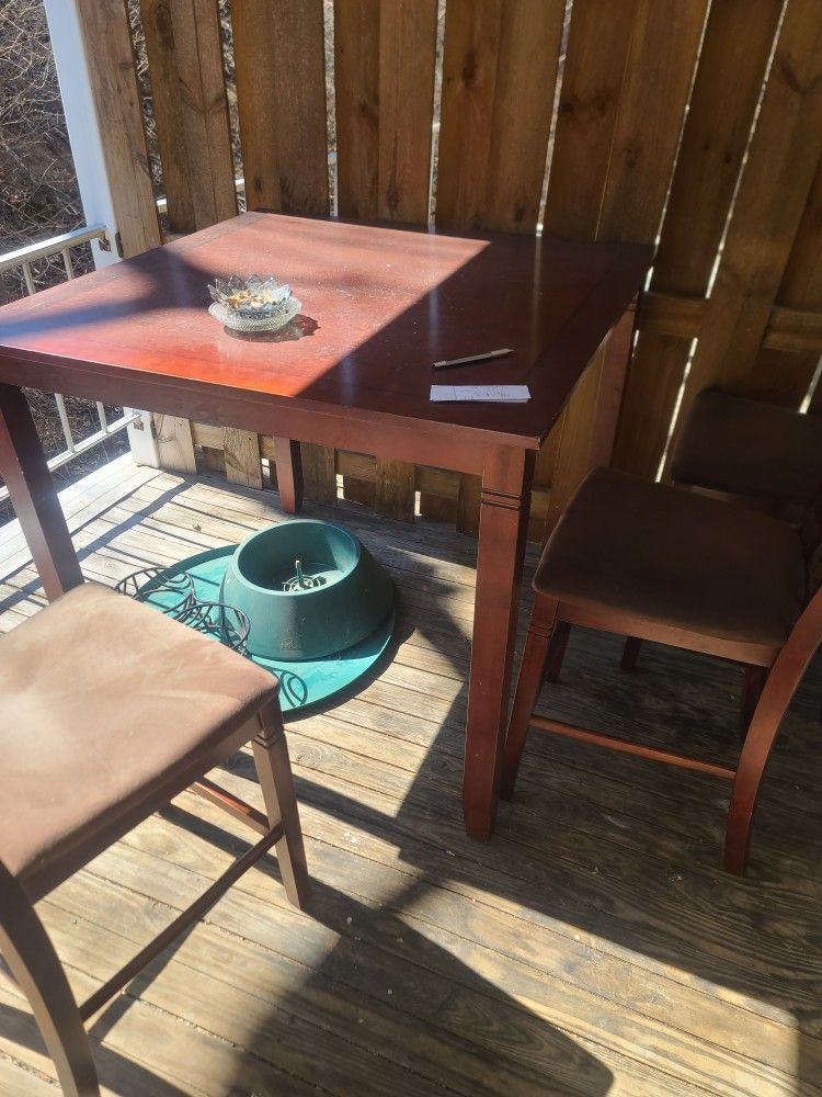 High Top Table, 3 Chairs