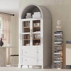 Newly Assembled 71" Tall Arched Kitchen Pantry Cabinet Arched Storage Cabinet