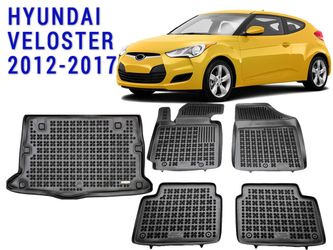 All weather floor mats trunk liner set for Hyundai Veloster 2012-2017 custom fit
