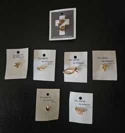 Lot of 8 Vintage Christian lapel pins on the boards