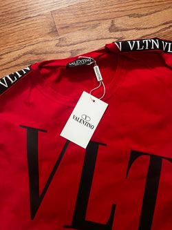 Valentino VLTN Logo Graphic Tee Men's Red/Black Crewneck Short Sleeve S