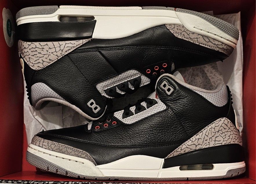 Size 10 Nike Air Jordan 3 Retro OG Black Cement 2024 (DN3707-010) Lot 👟