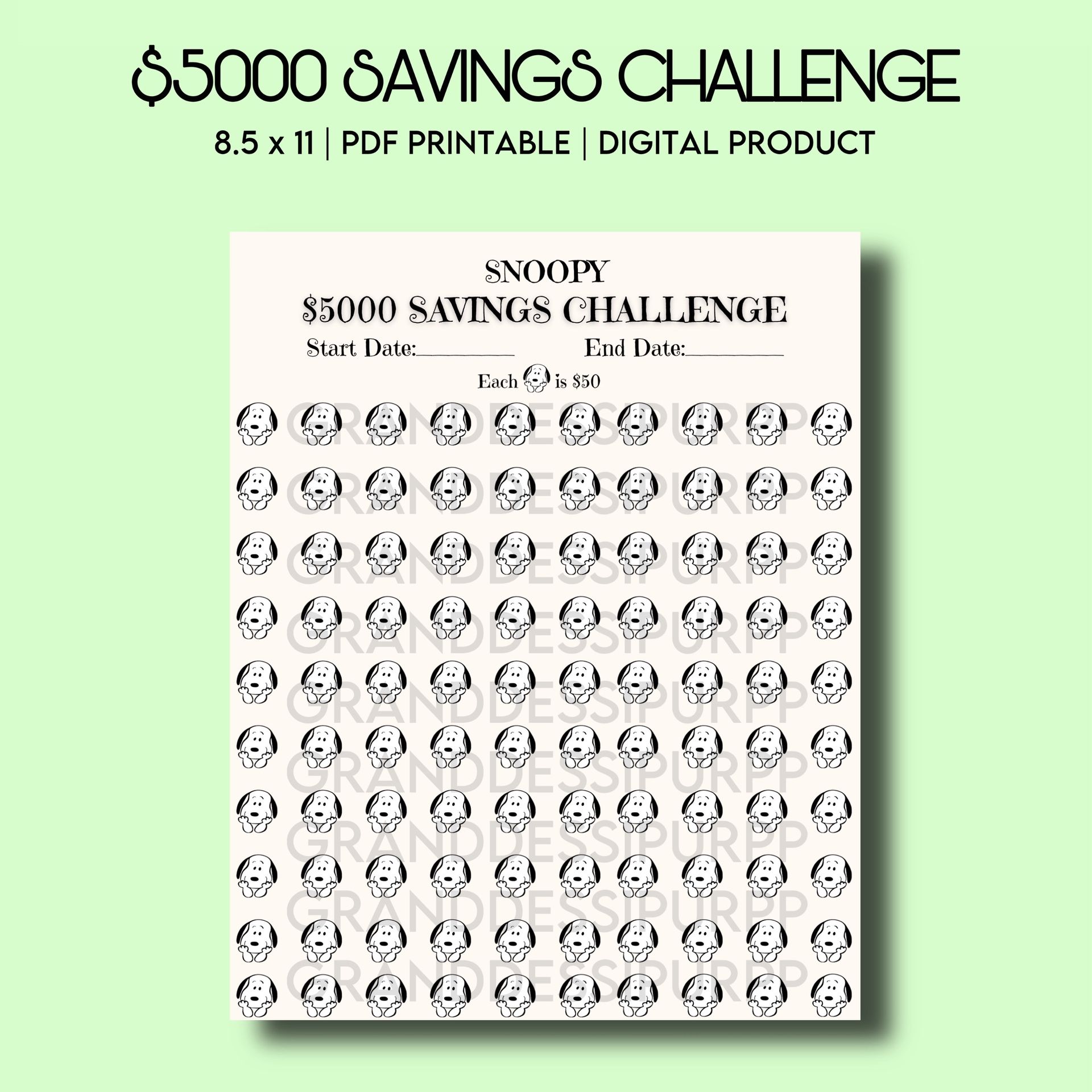 Snoopy 5K Money Saving Tracker