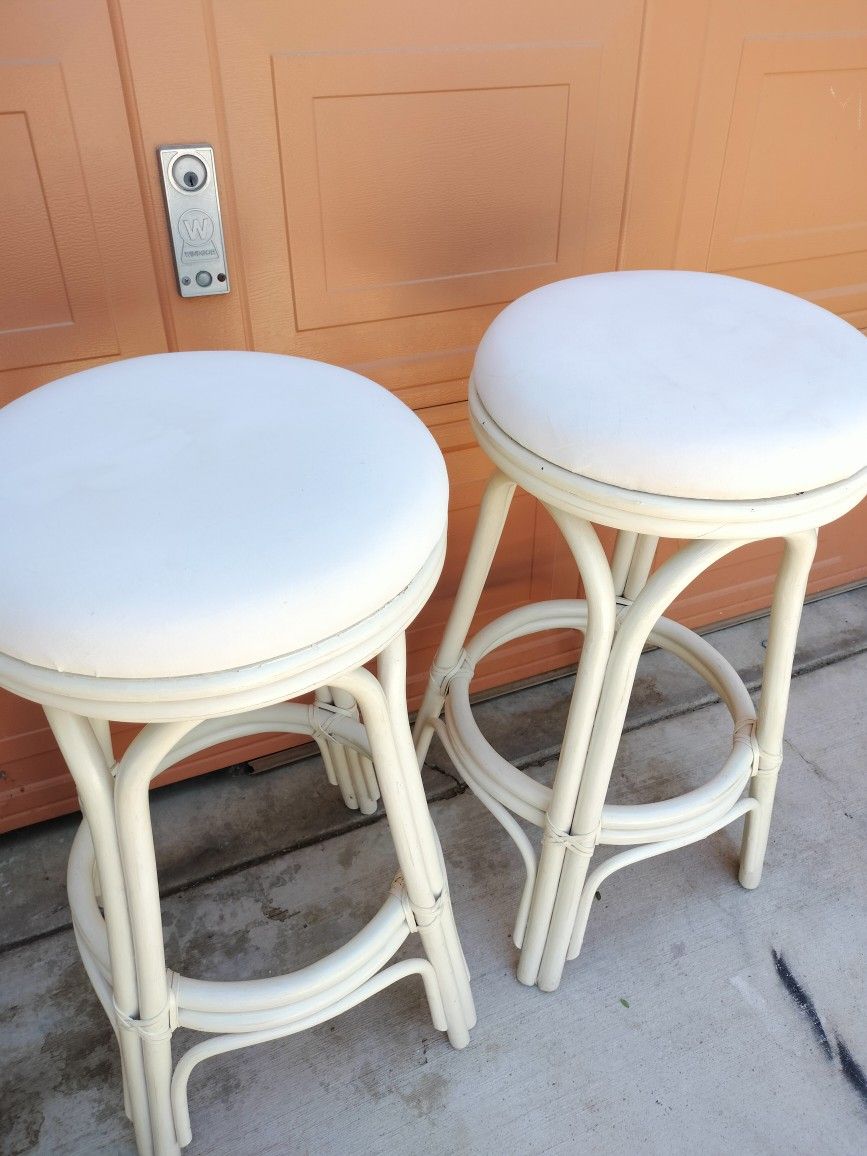 2 Wooden Padded Stools