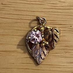 Black Hills Gold Pendant With Pink Stone