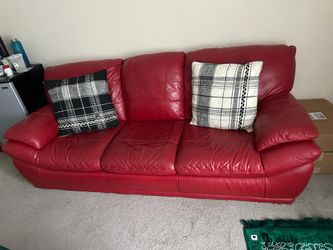 Red 3 Seater leather Sofa   Used