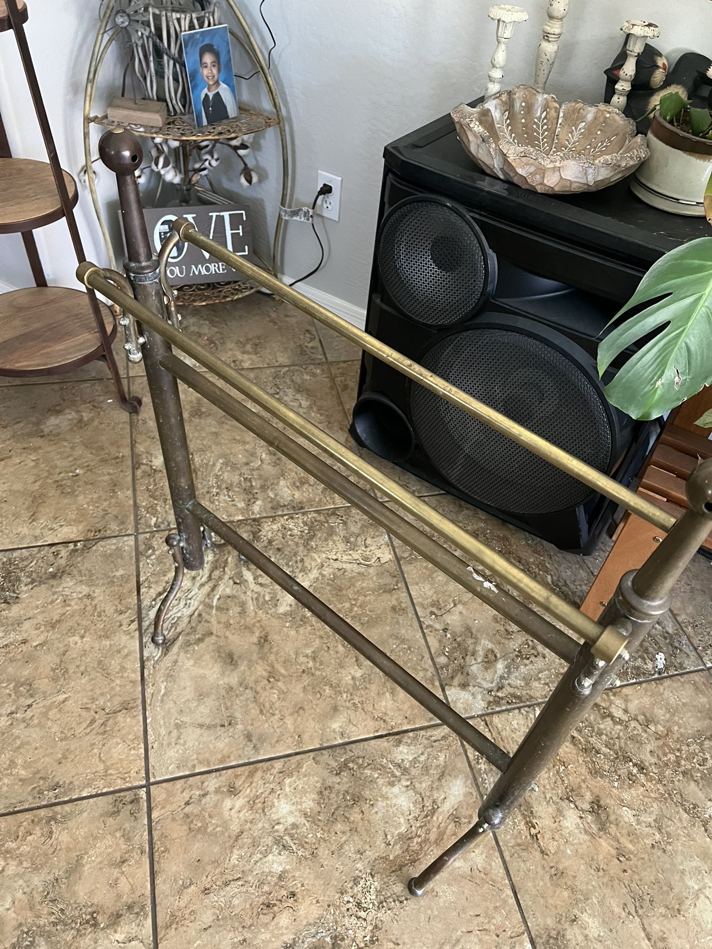 Vintage Brass Towel Holder Plant stand