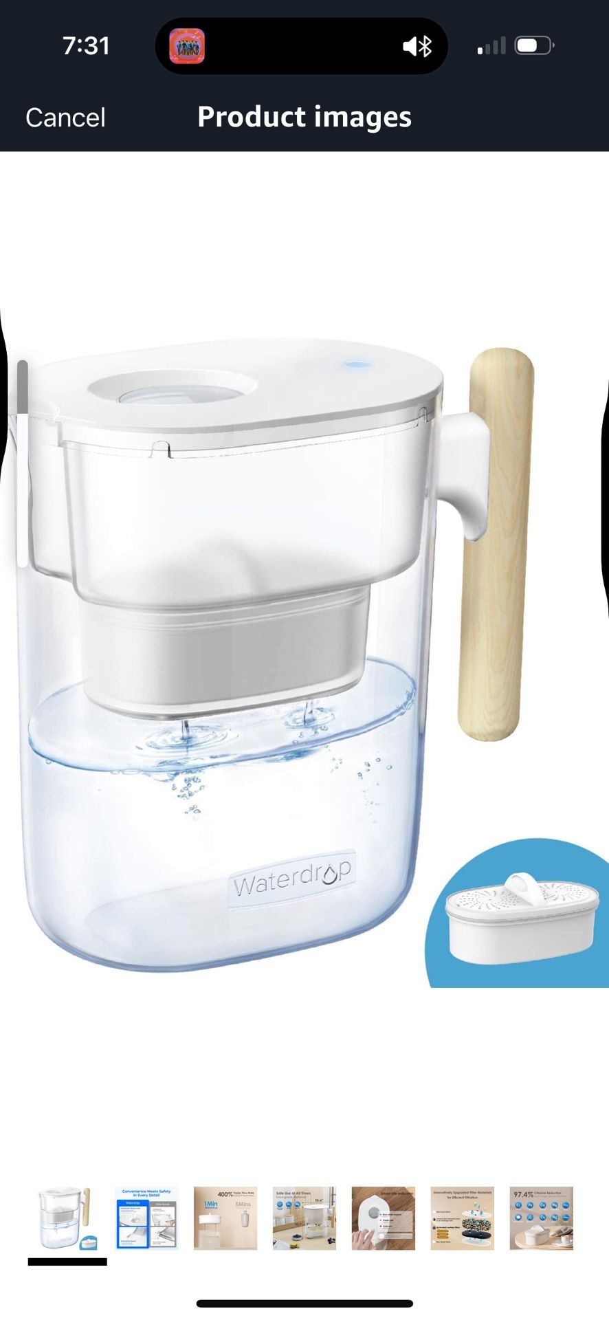 Waterdrop Alkaline Chubby 10-Cup Large Water Filter Pitcher with 1 Filter, Healthy, Clean & Toxin-Free Mineralized Alkaline Water (100 Gallons), Up to