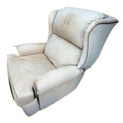 Beautiful White-Beige Real Leather Throughout Recliner 