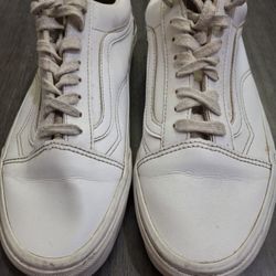 WOMEN'S SIZE 11 BOYS 9.5 CLASSIC WHITE VANS SNEAKERS 