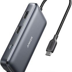 Anker 553 USB-C Hub, 8-in-1 USB C Dock, Dual 4K HDMI USB C to USB Adapter, 1 Gbps Ethernet USB Hub, 100W Power Delivery, SD Card Reader for MacBook Pr