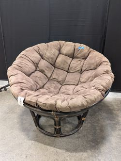 World Market Brown Papasan Chair with Tufted Cushion