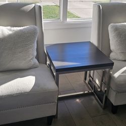 Two White Chairs In Excellent Condition 