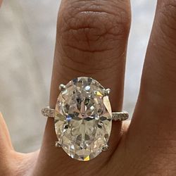 10 Carat Oval Moissanite Diamond Engagement Ring