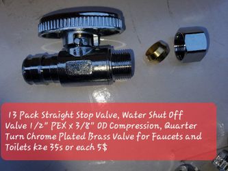 13 Pack Straight Stop Valve Water Shut Off Valve 1 2 PEX x 3 8 OD Comp &KYH5