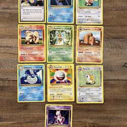 10 Rare Non Holographic Evolutions Pokemon Cards - Mewtwo