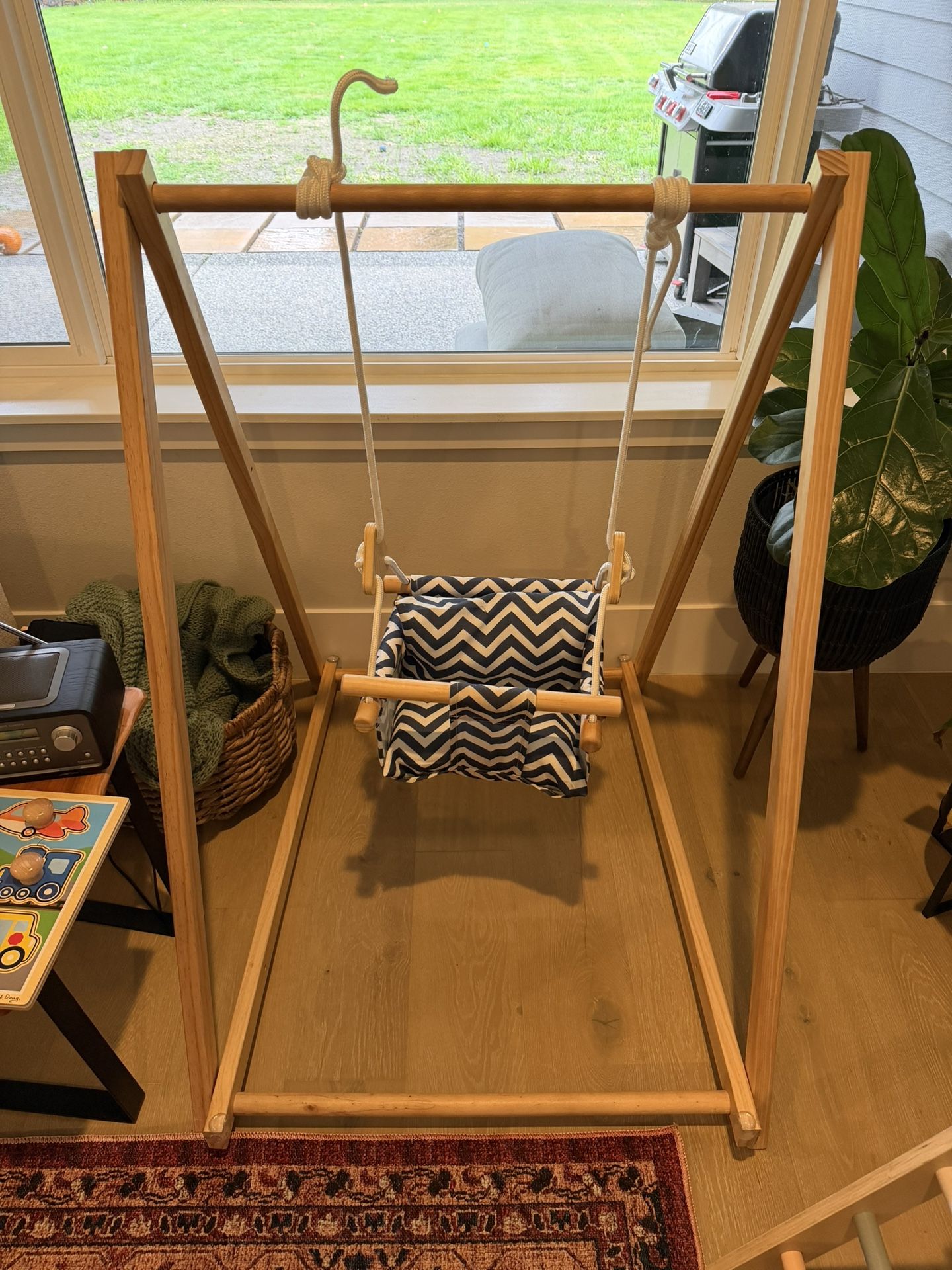 Avenlur Spruce Baby and Toddler Foldable Swing Set with Stand - Premium Montessori, Waldorf Style Self-Standing Indoor Swingset for Children 6m to 3 Y