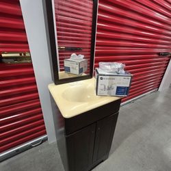 18 inch Batheoom Vanity Cabinet with Mirror, Faucet, Towel ring