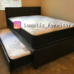 Full/Twin Expresso Trundle Beds w. Orthopedic Mattresses Included 
