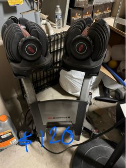 Bowlex adjustable dumbbells with stand