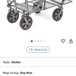MacSports Double Decker Wagons Carts Heavy Duty Foldable Outdoor Collapsible Cart Portable Lightweight Utility Cart