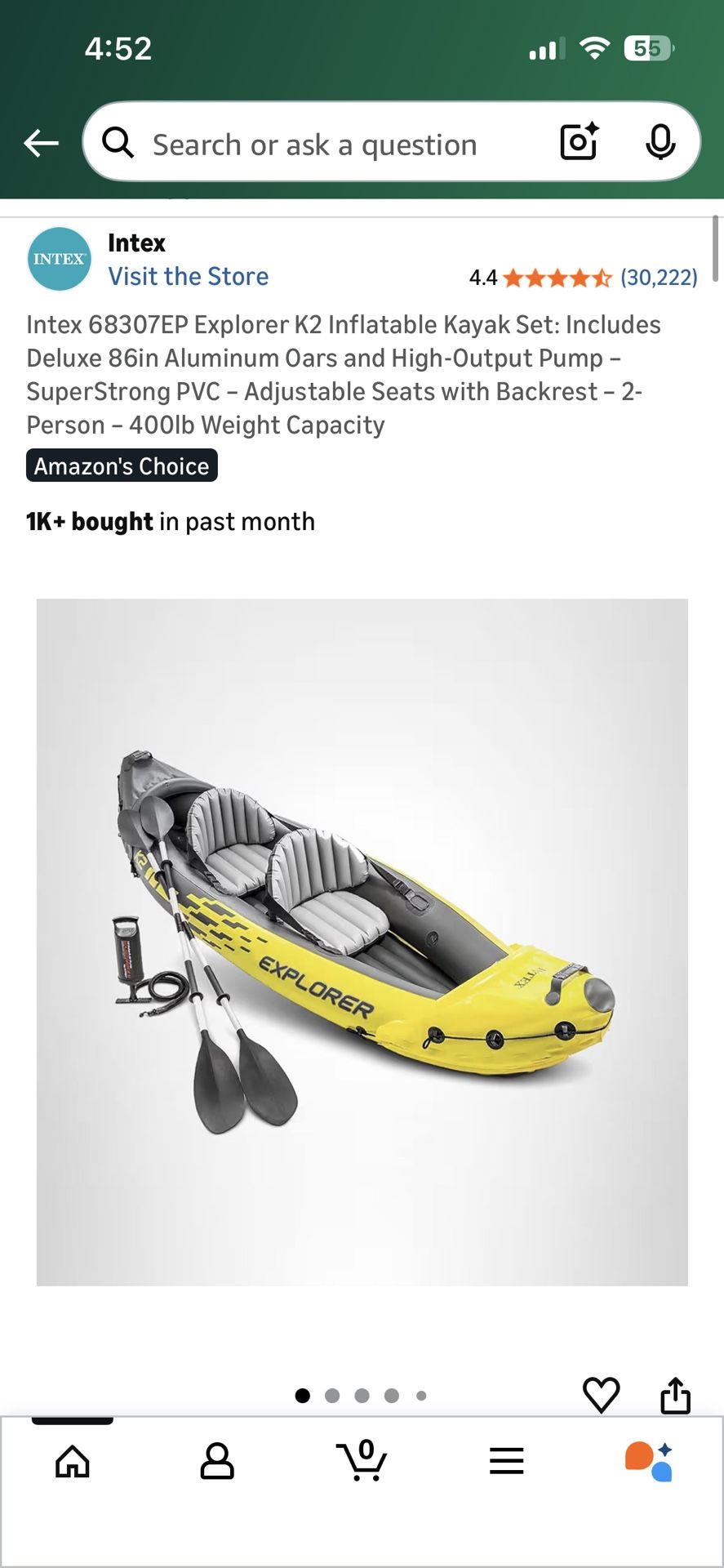 Inflatable two person kayak